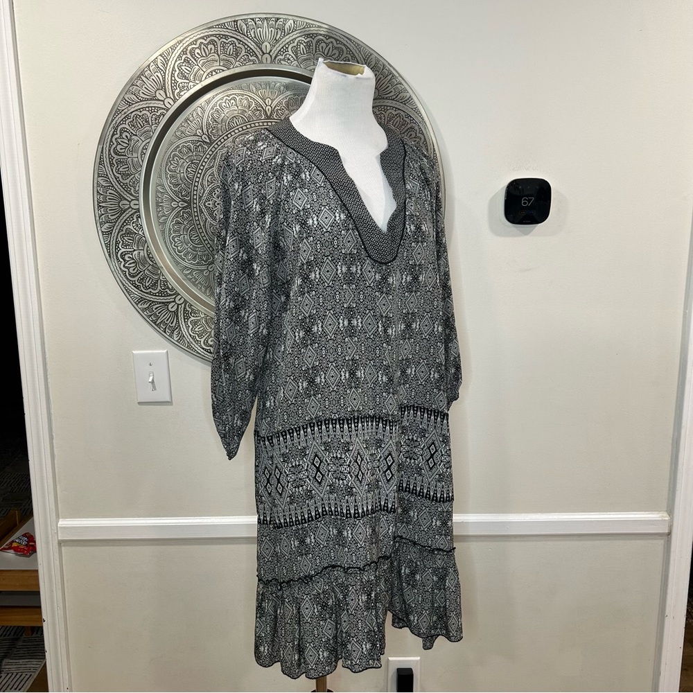 Tolani Black And White Pattern Mid-Length Dress-Size L - Picture 10 of 11